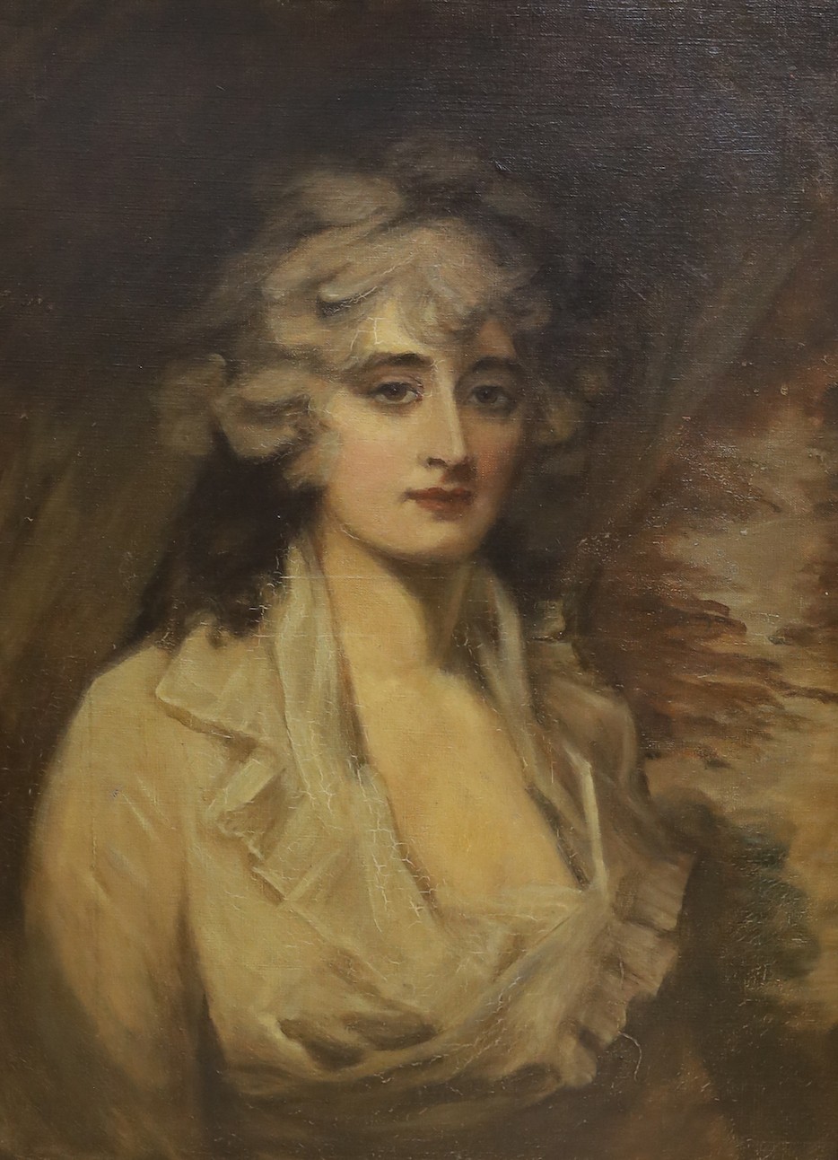 After Sir Henry Raeburn, oil on canvas, Portrait of a lady, 72 x 53cm
